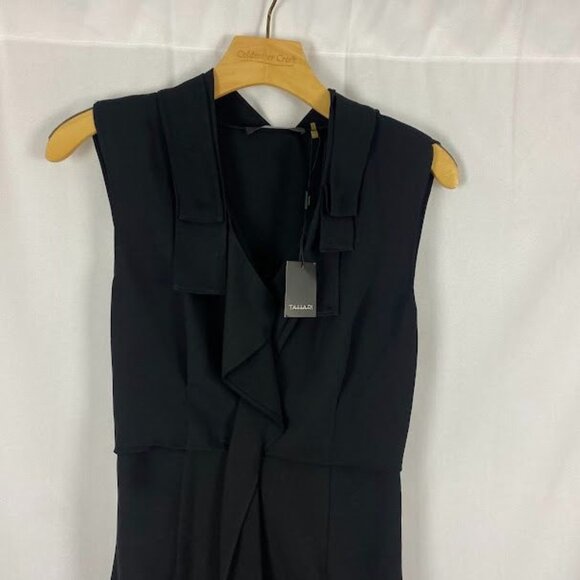 Tahari Black Ruffle Sleeveless Shift Dress New with Tags Women's Size 2 - Picture 3 of 13